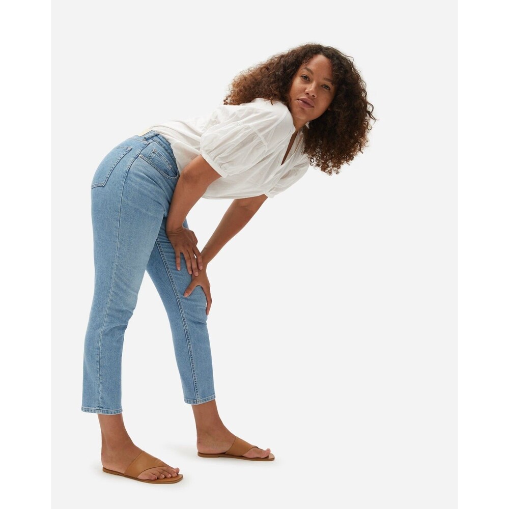 EVERLANE The Curvy Cheeky Crop Jean 25 Sky Blue Denim Straight Leg EUC B23